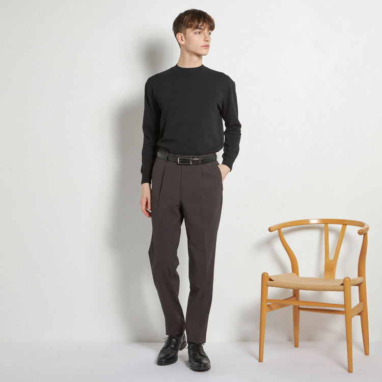 シルバーライン 【5DAYS CLOSET】【RBC】【春夏】1タックテーパードパンツ/ブラウン×楊柳/ウエストムーブ仕様/4S SUSTAINABILITY&ECOLOGY FABRIC/※裾上げ必要 茶中間