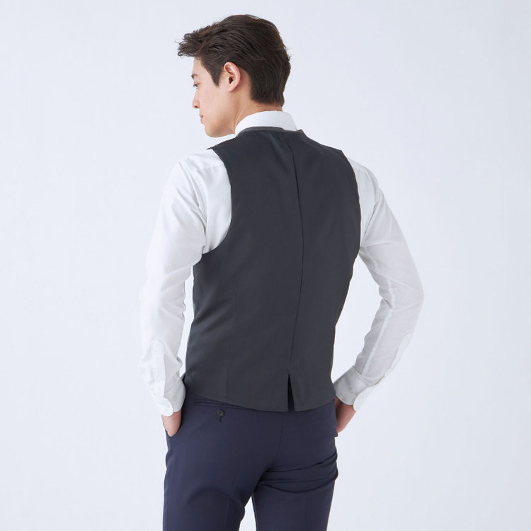 ブラックライン 【SLIM TAPERED_2】【年間】2釦シングルリバーシブルスリーピーススーツ 0タック/ネイビー/NEW ZEALAND WOOL MIX/※裾上げ必要 青中間