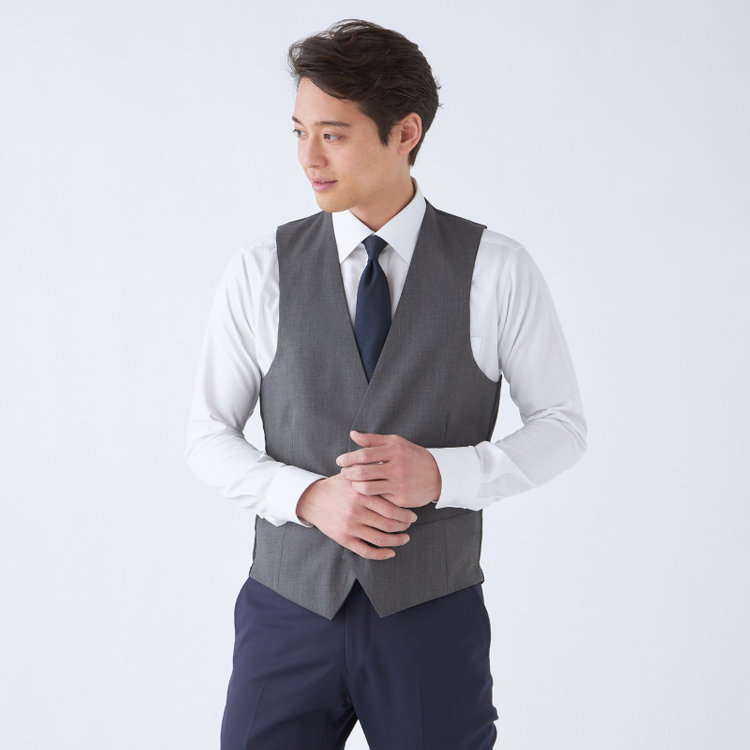 ブラックライン 【SLIM TAPERED_2】【年間】2釦シングルリバーシブルスリーピーススーツ 0タック/ネイビー/NEW ZEALAND WOOL MIX/※裾上げ必要 青中間