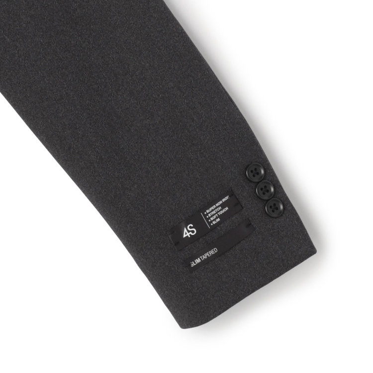 ブラックライン 【SLIM TAPERED_2】【年間】2釦シングルスーツ 0タック/グレー/ウエストシャーリング/4S/※パンツ裾上げ済仕様 グレー濃色