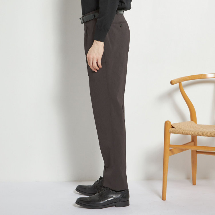シルバーライン 【5DAYS CLOSET】【RBC】【春夏】1タックテーパードパンツ/ブラウン×楊柳/ウエストムーブ仕様/4S SUSTAINABILITY&ECOLOGY FABRIC/※裾上げ必要 茶中間