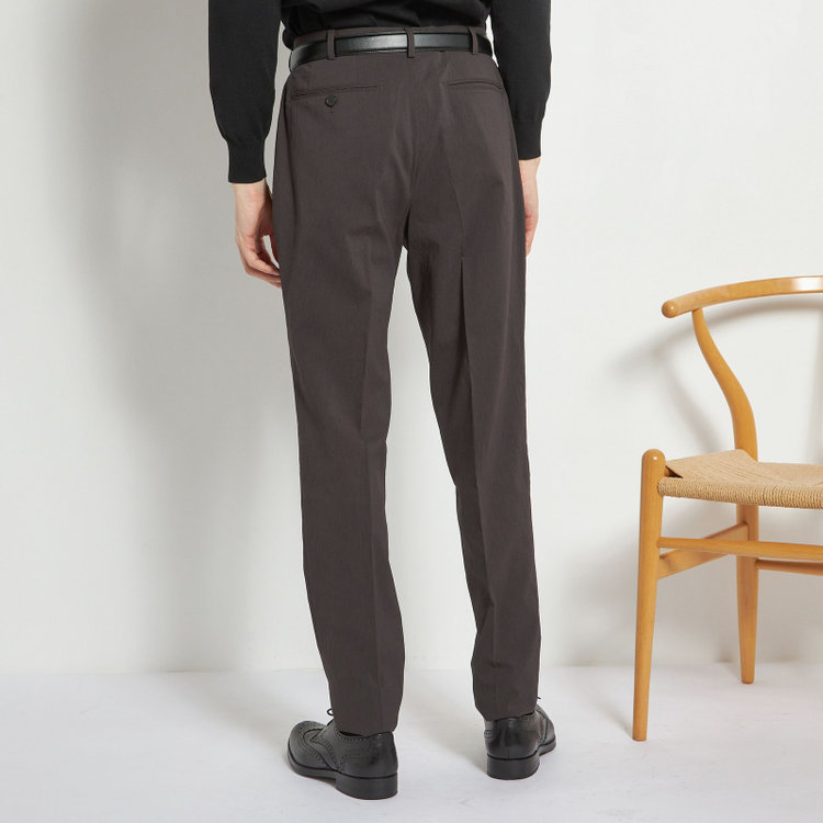 シルバーライン 【5DAYS CLOSET】【RBC】【春夏】1タックテーパードパンツ/ブラウン×楊柳/ウエストムーブ仕様/4S SUSTAINABILITY&ECOLOGY FABRIC/※裾上げ必要 茶中間