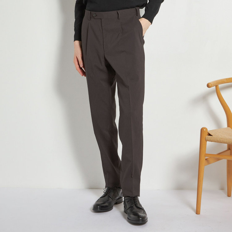 シルバーライン 【5DAYS CLOSET】【RBC】【春夏】1タックテーパードパンツ/ブラウン×楊柳/ウエストムーブ仕様/4S SUSTAINABILITY&ECOLOGY FABRIC/※裾上げ必要 茶中間