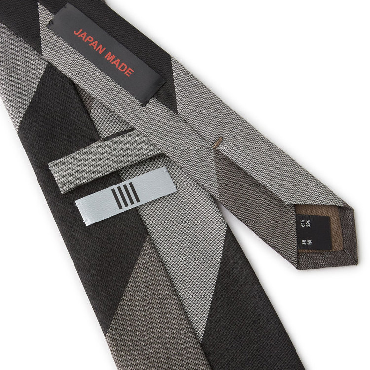 シルバーライン 【SILVER LINE】コットンシルクストライプネクタイ 8.5cm幅/グレー×ブラック/JAPAN MADE その他