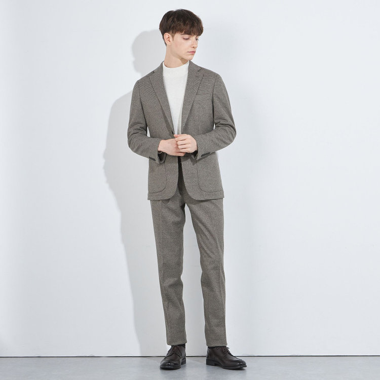 シルバーライン 【5DAYS CLOSET】【RBC】【秋冬】1タックテーパードパンツ/カーキ×チェック/ウエストムーブ/※裾上げ必要 黄淡色