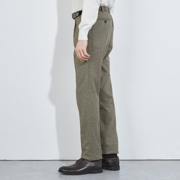 シルバーライン 【5DAYS CLOSET】【RBC】【秋冬】1タックテーパードパンツ/カーキ×チェック/ウエストムーブ/※裾上げ必要 黄淡色