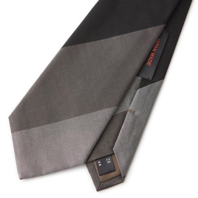 シルバーライン 【SILVER LINE】コットンシルクストライプネクタイ 8.5cm幅/グレー×ブラック/JAPAN MADE その他