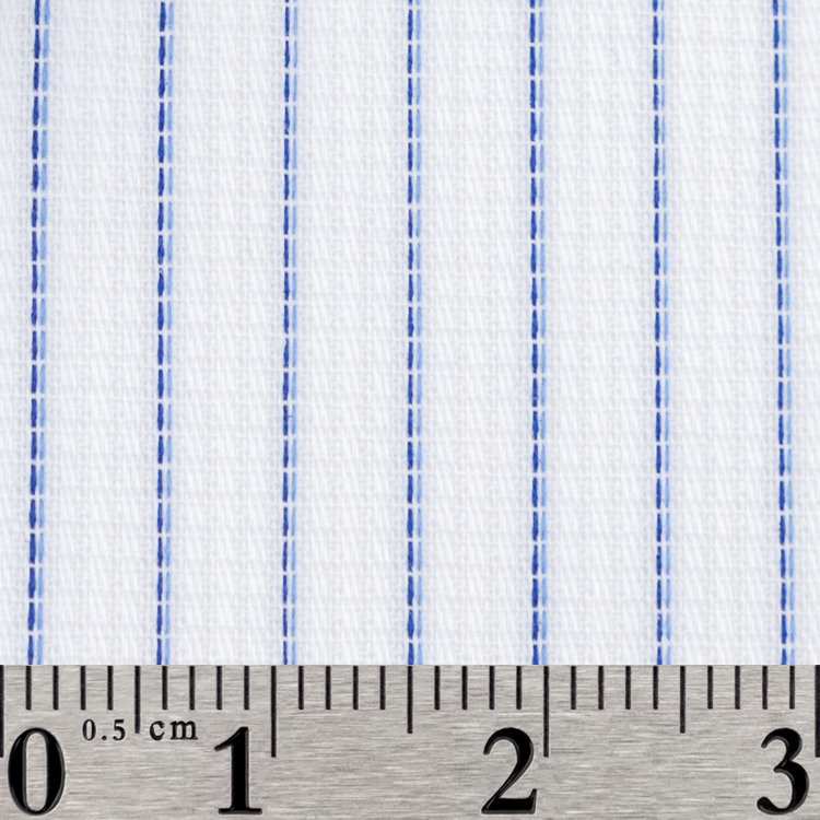 スーツセレクト 【国内縫製】【パターンオーダー】【形態安定】ワイシャツ・ドレスシャツ/ホワイト×ブルーストライプ/日清紡スーパーノーアイロン/接触冷感（COTTON50%/POLYESTER50%) 白