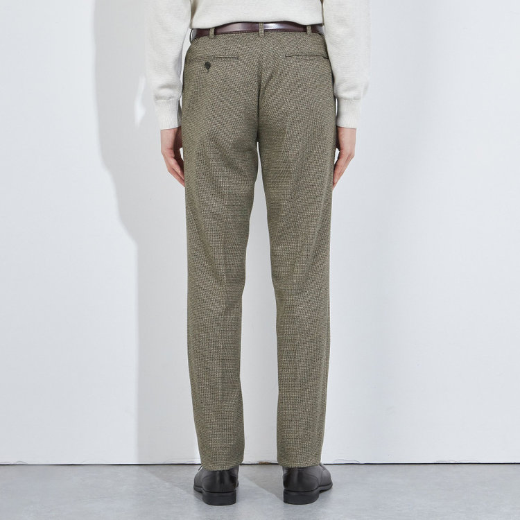 シルバーライン 【5DAYS CLOSET】【RBC】【秋冬】1タックテーパードパンツ/カーキ×チェック/ウエストムーブ/※裾上げ必要 黄淡色