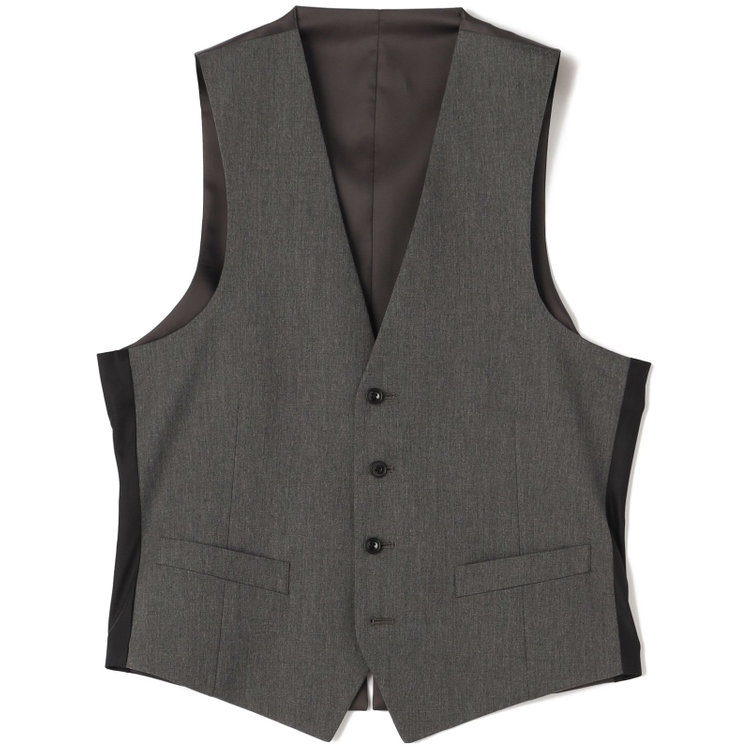 ブラックライン 【SLIM TAPERED_2】【年間】2釦シングルスリーピーススーツ 0タック/グレー/ウエストシャーリング/4S SUSTAINABILITY&ECOLOGY FABRIC/※パンツ裾上げ済仕様 グレー中間