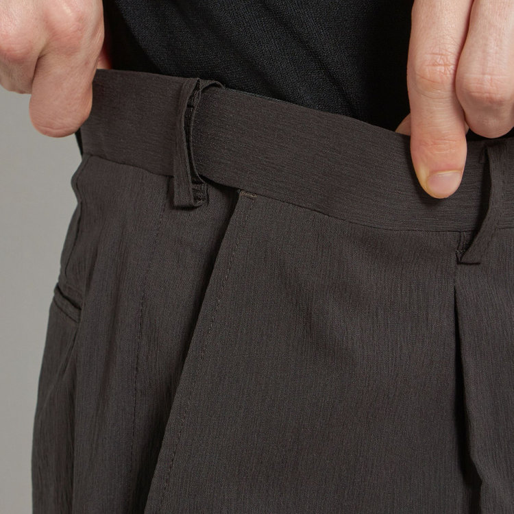 シルバーライン 【5DAYS CLOSET】【RBC】【春夏】1タックテーパードパンツ/ブラウン×楊柳/ウエストムーブ仕様/4S SUSTAINABILITY&ECOLOGY FABRIC/※裾上げ必要 茶中間