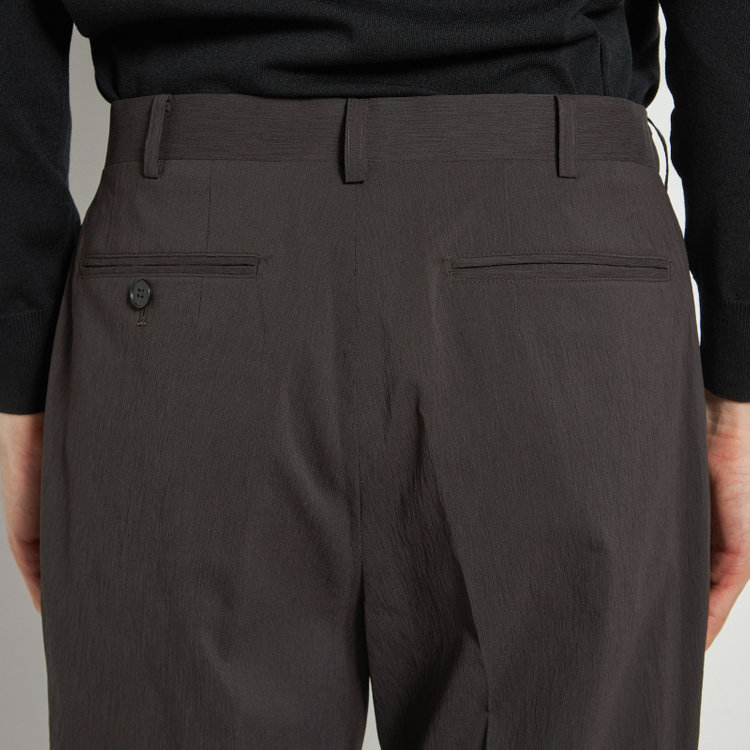 シルバーライン 【5DAYS CLOSET】【RBC】【春夏】1タックテーパードパンツ/ブラウン×楊柳/ウエストムーブ仕様/4S SUSTAINABILITY&ECOLOGY FABRIC/※裾上げ必要 茶中間