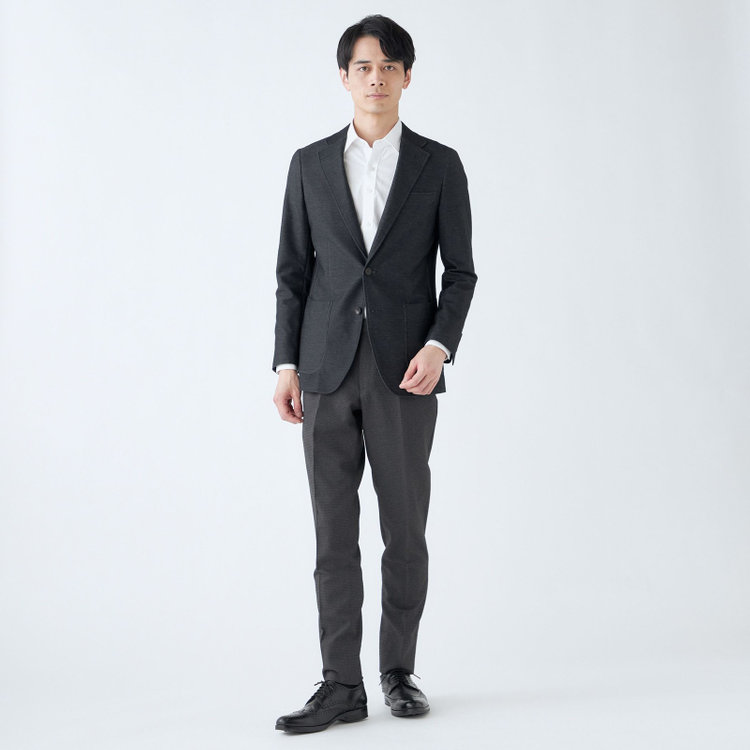 シルバーライン 【発送在庫あり】【CLASSICO TAPERED】【年間】コットンブレンド2釦ジャケット/ブラック×ソフトデニム/パッチポケット 黒