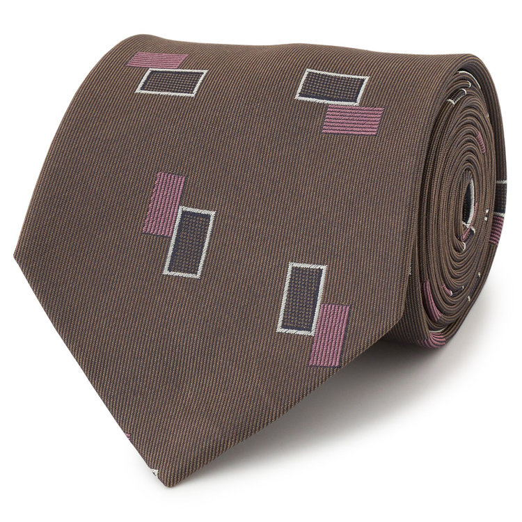 シルバーライン 【SILVER LINE】シルク小紋柄ネクタイ 8.5cm幅/ブラウン/Finest fabrics by COMO ITALY その他