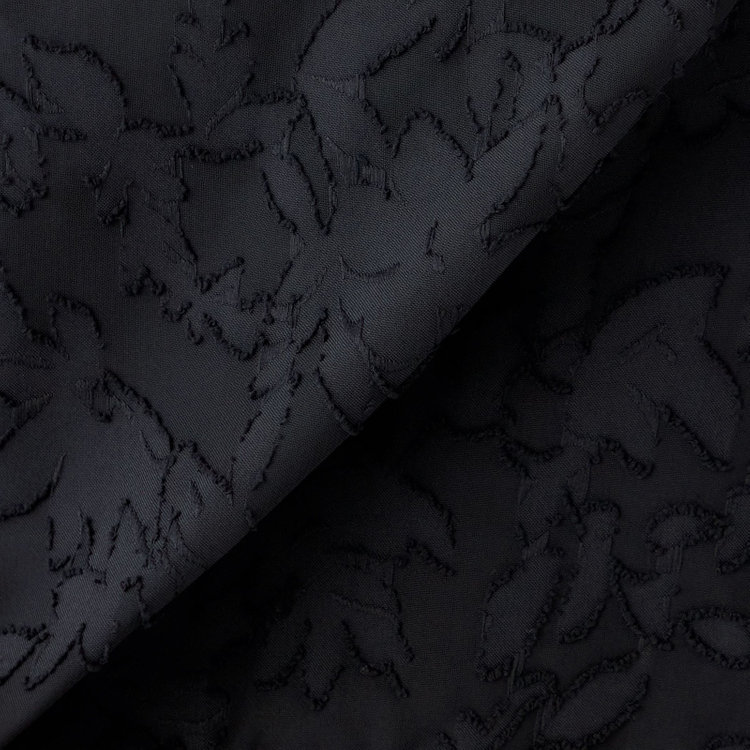 シルバーライン 【SL/長袖】カットジャカードレイヤードプルオーバーブラウス/ブラック/ウォッシャブル 黒