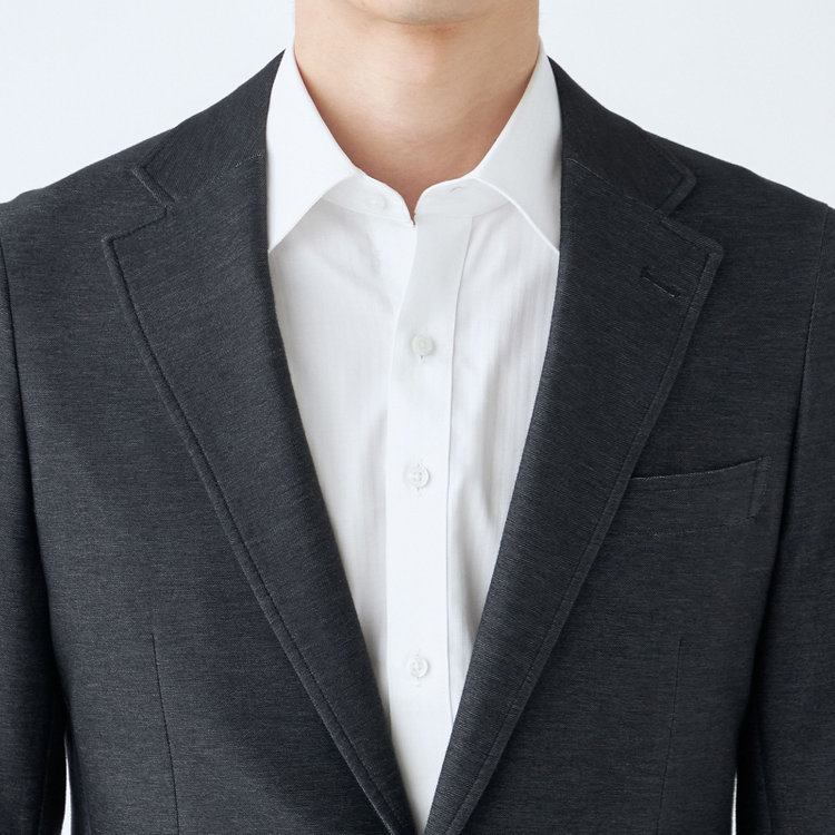 シルバーライン 【発送在庫あり】【CLASSICO TAPERED】【年間】コットンブレンド2釦ジャケット/ブラック×ソフトデニム/パッチポケット 黒