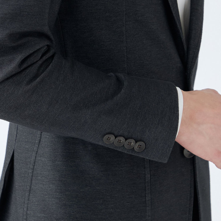 シルバーライン 【発送在庫あり】【CLASSICO TAPERED】【年間】コットンブレンド2釦ジャケット/ブラック×ソフトデニム/パッチポケット 黒