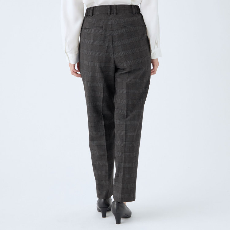 シルバーライン 【SL】【秋冬】4釦1掛けダブルパンツスーツ/グレー×チェック/パンツウエストシャーリング/ウォッシャブル/※パンツ裾上げ済仕様 グレー濃色