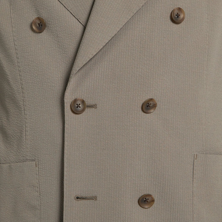 シルバーライン 【RBC】【春夏】6釦2掛けダブルジャケット/グレージュ×サッカー/パッチポケット/4S AIR 茶淡色