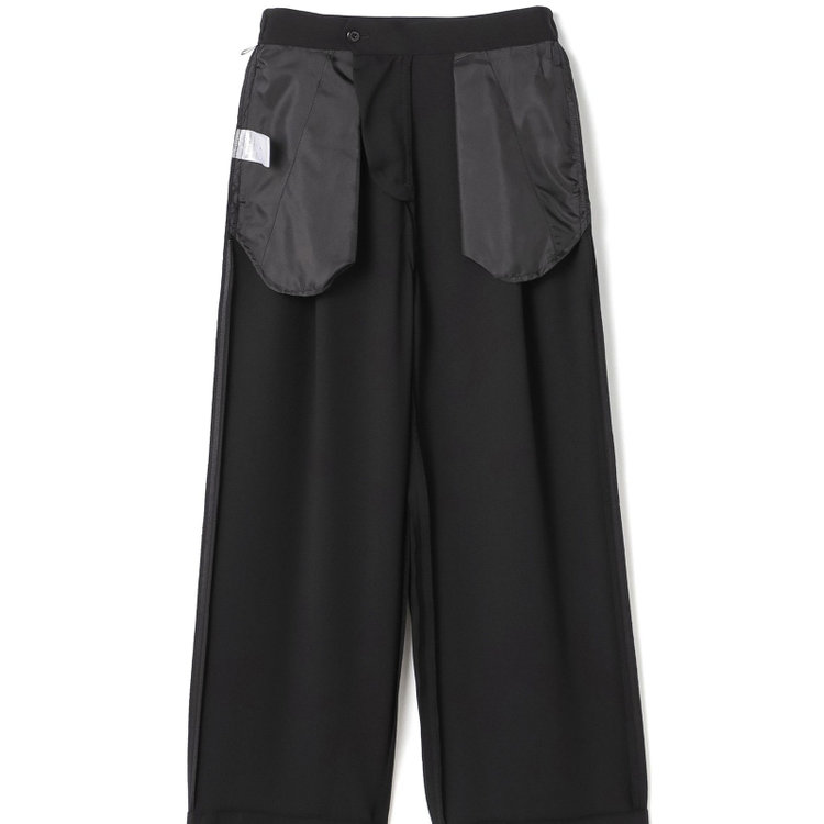 シルバーライン 【SL】【春夏】ワイドパンツ/ブラック/ウエストシャーリング/ウォッシャブル/裾上げ済仕様 黒