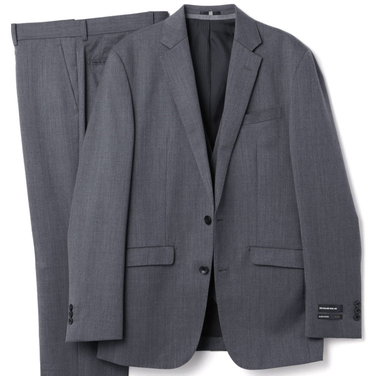 ブラックライン 【SLIM TAPERED_2】【年間】2釦シングルリバーシブルスリーピーススーツ 0タック/グレー/NEW ZEALAND WOOL MIX/※裾上げ必要 グレー中間