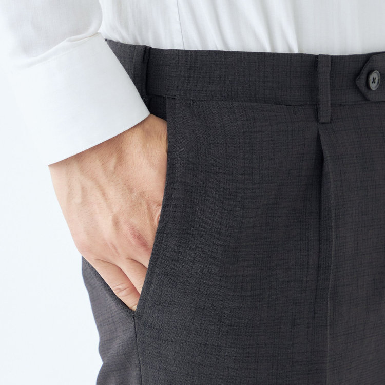 シルバーライン 【CLASSICO TAPERED】【春夏】1タックテーパードパンツ/グレー/ウエストムーブ仕様/4S SUSTAINABILITY&ECOLOGY FABRIC/※裾上げ済仕様 グレー濃色