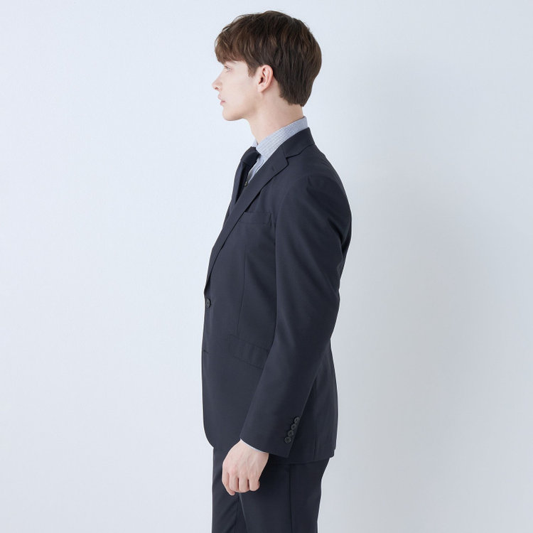 ブラックライン 【KSW】【春夏】スペアパンツ付き/2釦シングルスーツ 0タック/ネイビー×チェック/WASHABLE SUIT/※パンツ裾直し必要 紺中間