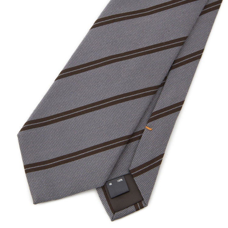 シルバーライン 【SILVER LINE】シルクストライプネクタイ 8.5cm幅/グレー×ブラウン/SARUTAHIKO COFFEE その他