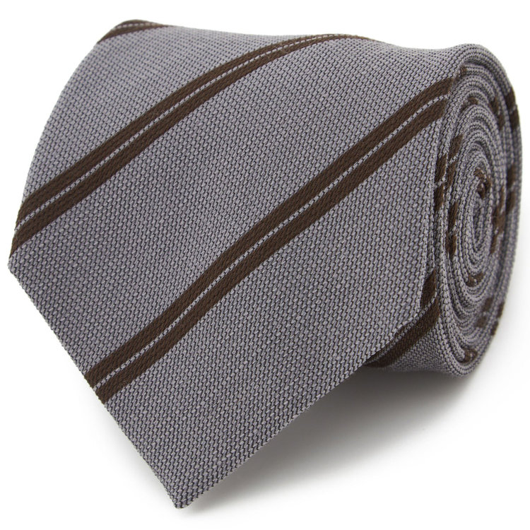 シルバーライン 【SILVER LINE】シルクストライプネクタイ 8.5cm幅/グレー×ブラウン/SARUTAHIKO COFFEE その他