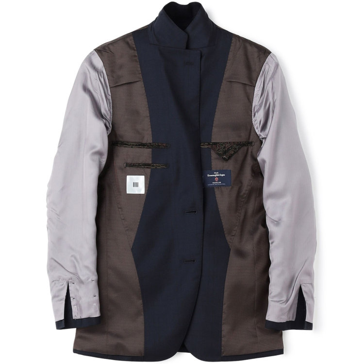 シルバーライン 【CLASSICO TAPERED】【秋冬】2釦シングルスーツ 1タック/ネイビー×チェック/ウエストムーブ/Ermenegildo Zegna TRAVELLER woven in italy/※裾上げ必要 紺濃色