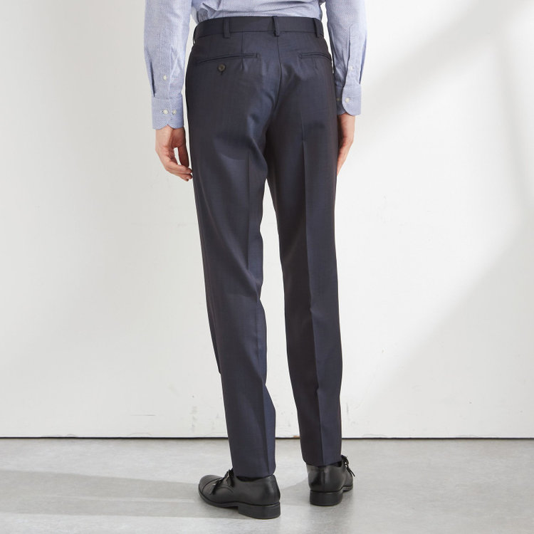 シルバーライン 【CLASSICO TAPERED】【秋冬】6釦2掛けダブルスーツ 2タック/ネイビー×シャドーストライプ/チェンジポケット/ウエストムーブ/NEW ZEALAND WOOL MIX/※裾上げ必要 茶中間