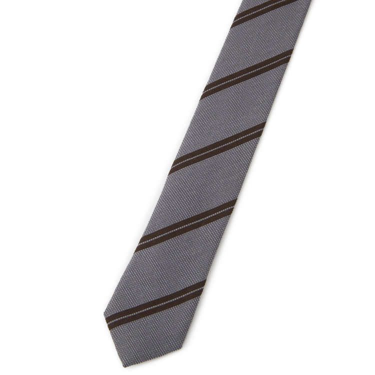 シルバーライン 【SILVER LINE】シルクストライプネクタイ 8.5cm幅/グレー×ブラウン/SARUTAHIKO COFFEE その他