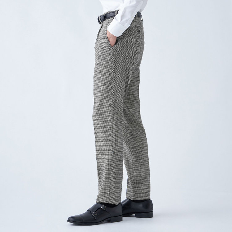 シルバーライン 【発送在庫あり】【RBC】【秋冬】ウールブレンド1タックテーパードパンツ/ブラック＆ホワイト×ハウンドトゥース/ウエストムーブ/RE:NEWOOL/※裾上げ必要 その他