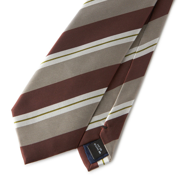 シルバーライン 【SILVER LINE】シルクブレンドストライプネクタイ 8.0cm幅/ブラウン×ベージュ その他