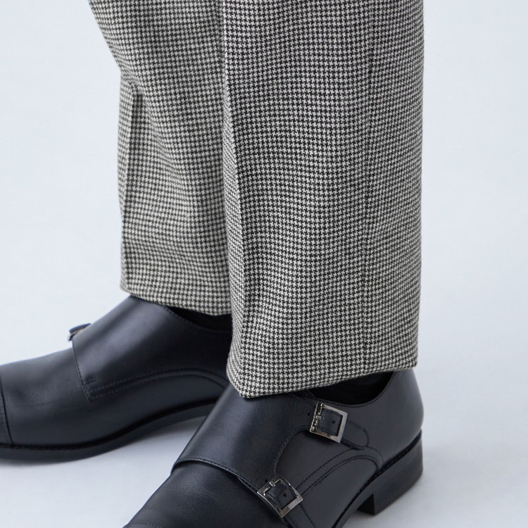 シルバーライン 【発送在庫あり】【RBC】【秋冬】ウールブレンド1タックテーパードパンツ/ブラック＆ホワイト×ハウンドトゥース/ウエストムーブ/RE:NEWOOL/※裾上げ必要 その他