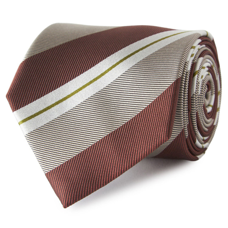 シルバーライン 【SILVER LINE】シルクブレンドストライプネクタイ 8.0cm幅/ブラウン×ベージュ その他