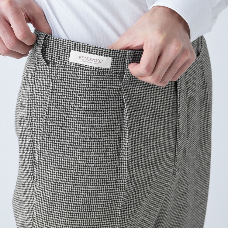 シルバーライン 【発送在庫あり】【RBC】【秋冬】ウールブレンド1タックテーパードパンツ/ブラック＆ホワイト×ハウンドトゥース/ウエストムーブ/RE:NEWOOL/※裾上げ必要 その他