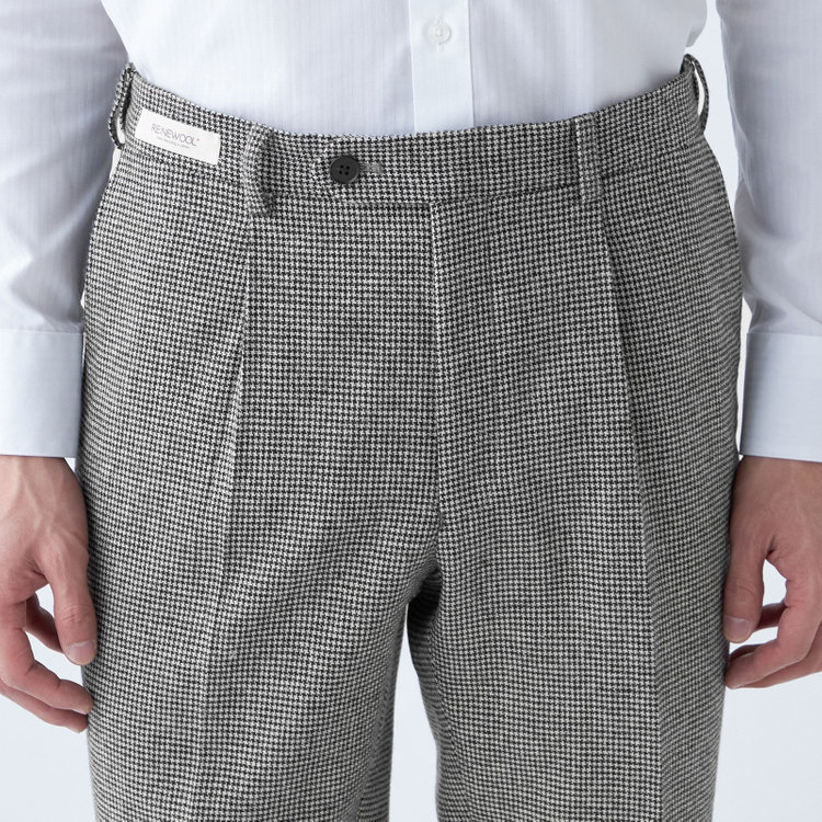 シルバーライン 【発送在庫あり】【RBC】【秋冬】ウールブレンド1タックテーパードパンツ/ブラック＆ホワイト×ハウンドトゥース/ウエストムーブ/RE:NEWOOL/※裾上げ必要 その他