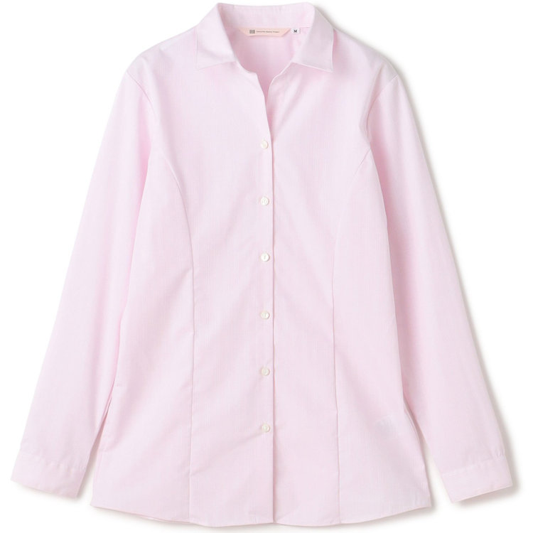 SUIT SELECT　アウトレット 【WEB限定/OUTLET/汚れ・キズ等有】【SUIT SELECT×Samantha Thavasa】【形態安定】リボン&フリル取り外しスキッパー/ピンク×ドビーストライプ 赤淡色