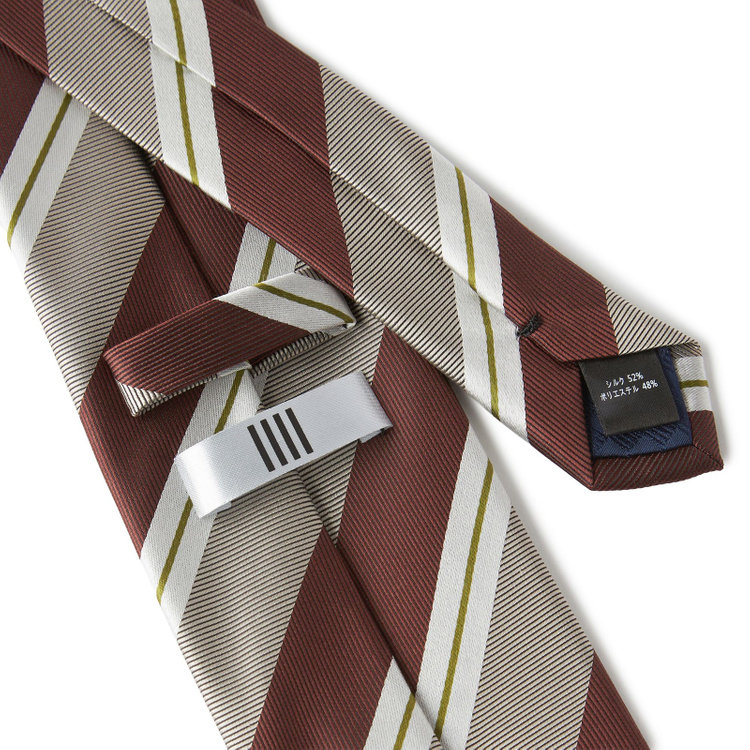 シルバーライン 【SILVER LINE】シルクブレンドストライプネクタイ 8.0cm幅/ブラウン×ベージュ その他
