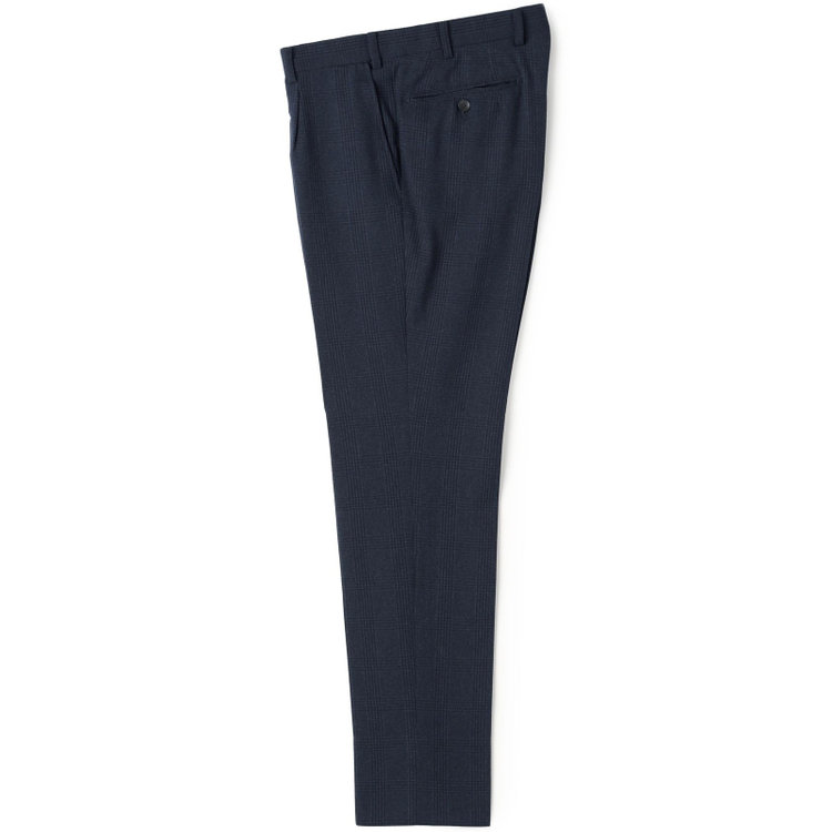 シルバーライン 【CLASSICO TAPERED】【秋冬】2釦シングルスリーピーススーツ 1タックテーパードパンツ/ネイビー×プレイド/ウエストムーブ/4S SUSTAINABILITY&ECOLOGY FABRIC/※パンツ裾上げ済仕様 紺濃色