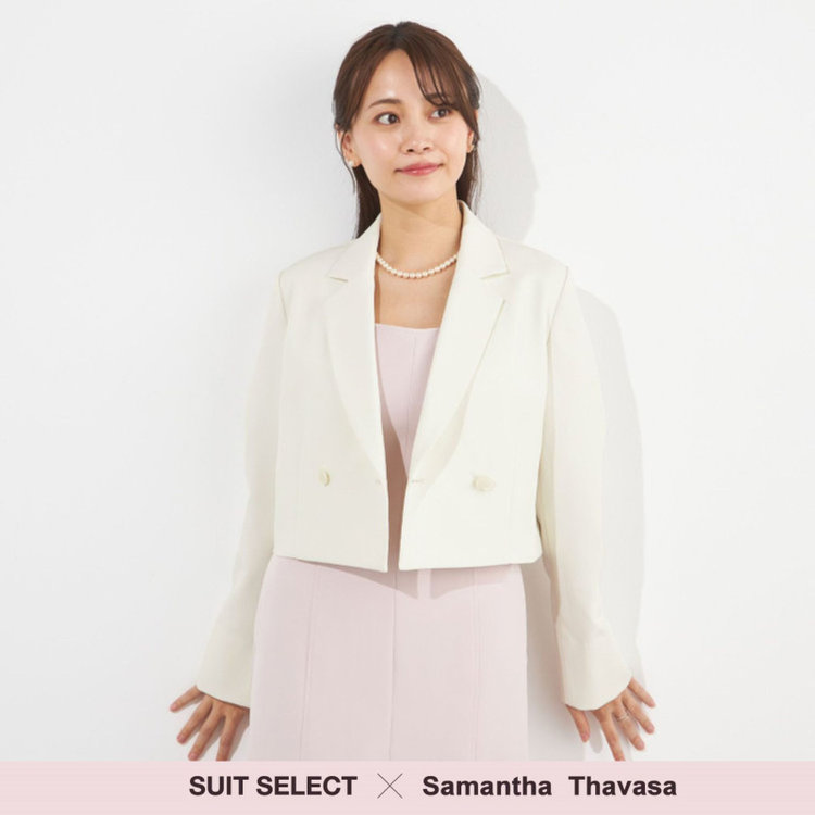 【SUIT SELECT×Samantha Thavasa】クロップドダブルジャケット/オフホワイト