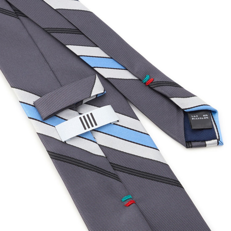 シルバーライン 【SILVER LINE】シルクブレンドストライプネクタイ 8.０cm幅/グレー その他