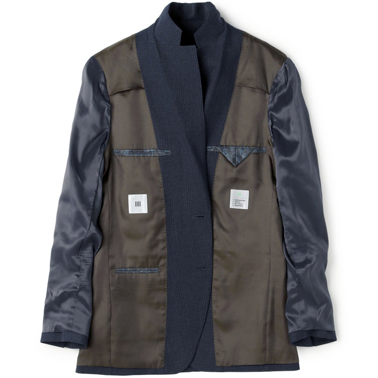 シルバーライン 【CLASSICO TAPERED】【秋冬】2釦シングルスリーピーススーツ 1タックテーパードパンツ/ネイビー×プレイド/ウエストムーブ/4S SUSTAINABILITY&ECOLOGY FABRIC/※パンツ裾上げ済仕様 紺濃色