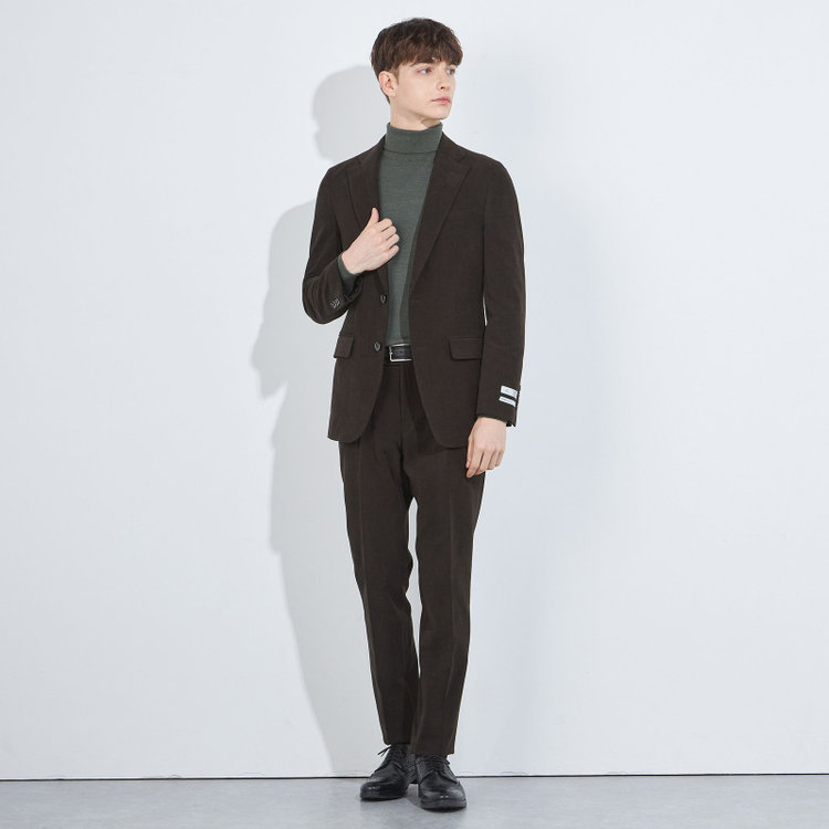 シルバーライン 【CLASSICO TAPERED】【秋冬】2釦シングルジャケット/カーキ×コーデュロイ/4S SUSTAINABILITY&ECOLOGY FABRIC 黄淡色
