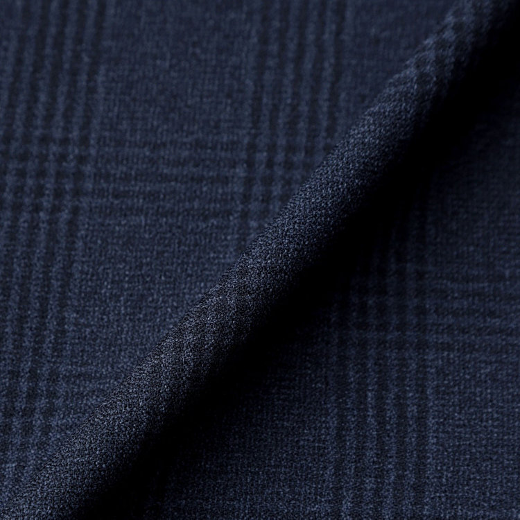 シルバーライン 【CLASSICO TAPERED】【秋冬】2釦シングルスリーピーススーツ 1タックテーパードパンツ/ネイビー×プレイド/ウエストムーブ/4S SUSTAINABILITY&ECOLOGY FABRIC/※パンツ裾上げ済仕様 紺濃色