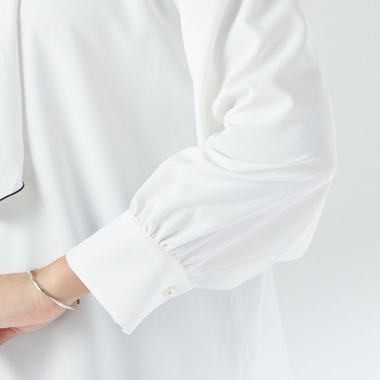 スーツセレクト 【SUIT SELECT×Samantha Thavasa】【長袖】前後2WAYボウタイブラウス/ホワイト/「ウォッシャブル可能」「2WAYストレッチ」「防シワ」「UV加工」「接触冷感」「透け軽減」 白