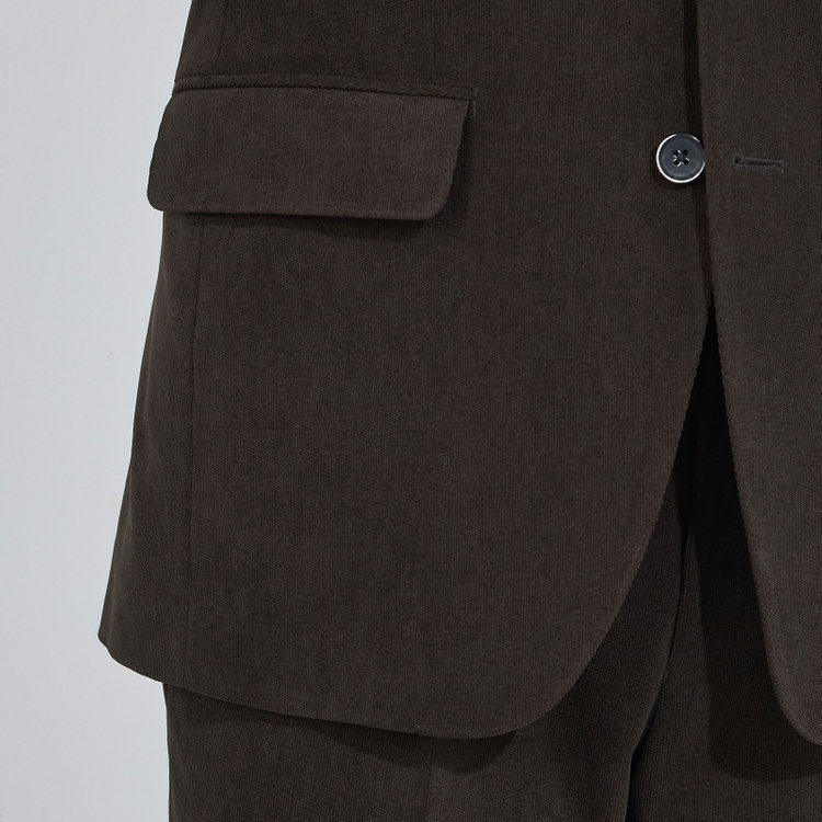 シルバーライン 【CLASSICO TAPERED】【秋冬】2釦シングルジャケット/カーキ×コーデュロイ/4S SUSTAINABILITY&ECOLOGY FABRIC 黄淡色