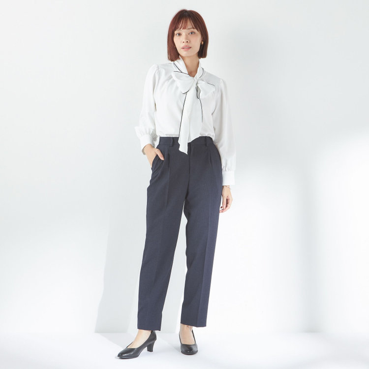 スーツセレクト 【SUIT SELECT×Samantha Thavasa】【長袖】前後2WAYボウタイブラウス/ホワイト/「ウォッシャブル可能」「2WAYストレッチ」「防シワ」「UV加工」「接触冷感」「透け軽減」 白