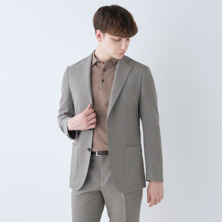 シルバーライン 【5DAYS CLOSET】【RBC】【春夏】2釦シングルジャケット/ブラウン×チェック/パッチポケット/4S SUSTAINABILITY&ECOLOGY FABRIC 茶中間